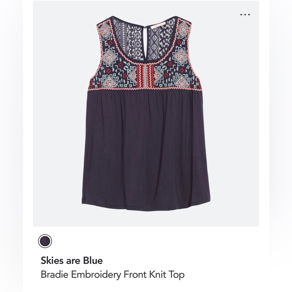 Skies Are Blue Bradie Embroidery Front Knit Top - XS